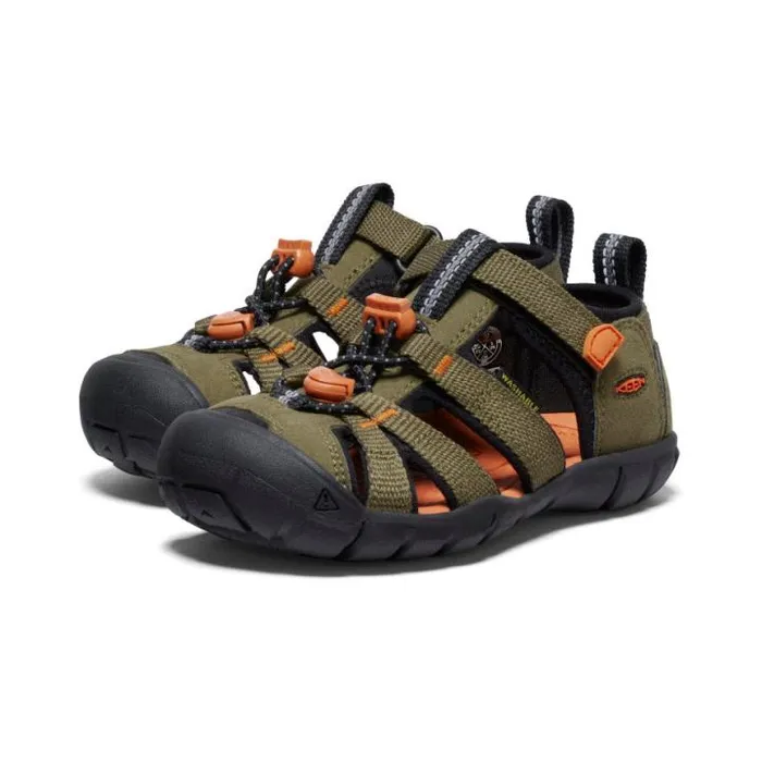 Little Kids039 Seacamp II CNX Dark OliveGold Flame Sandal Kids KEEN Little Kids Little Kids039 Seacamp II CNX Dark OliveGold Flame Sandal Kids KEEN Little Kids
