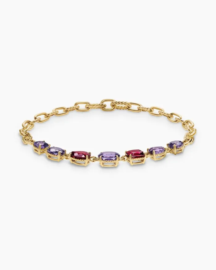 Marbella Chain Necklace In 18K Yellow Gold With Amethyst And Rhodolite Garnet 85mm Women David Yurman Statement Marbella Chain Necklace In 18K Yellow Gold With Amethyst And Rhodolite Garnet 85mm Women David Yurman Statement