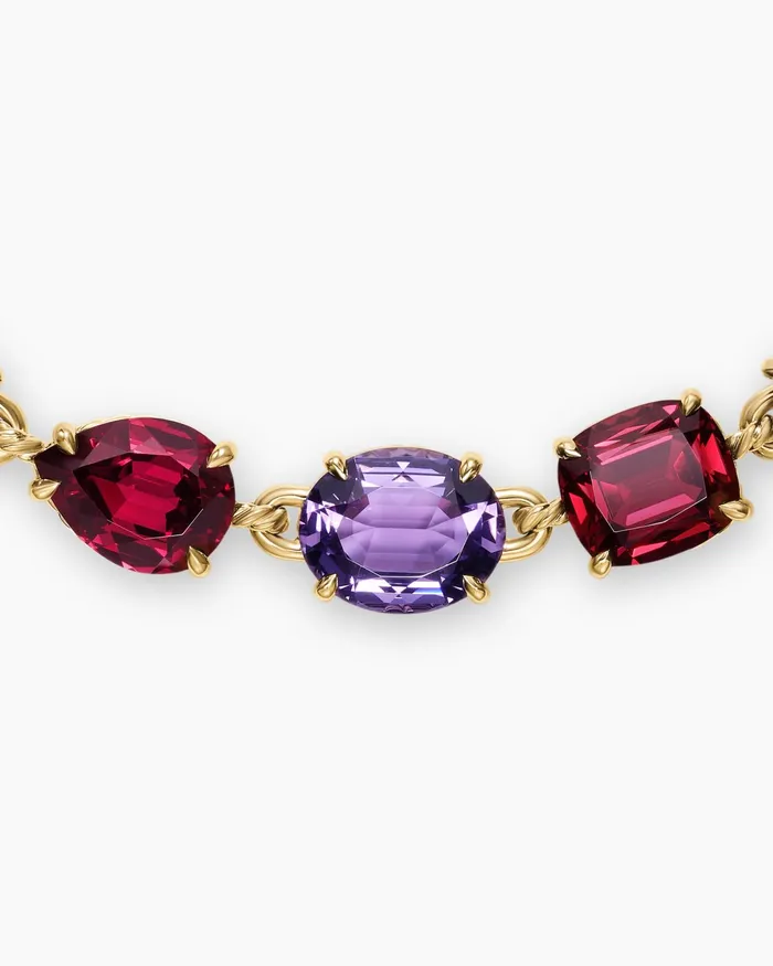 Marbella Chain Necklace In 18K Yellow Gold With Amethyst And Rhodolite Garnet 85mm Women David Yurman Statement Marbella Chain Necklace In 18K Yellow Gold With Amethyst And Rhodolite Garnet 85mm Women David Yurman Statement