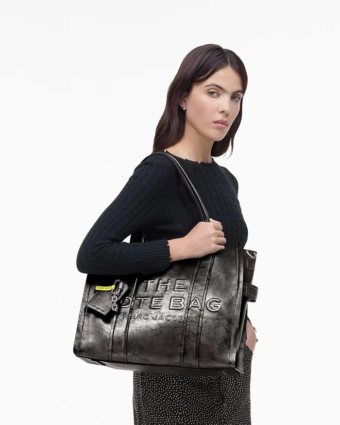 Marc Jacobs The Tote Bag Women The Metallic Distressed Large Tote Bag Dark Grey