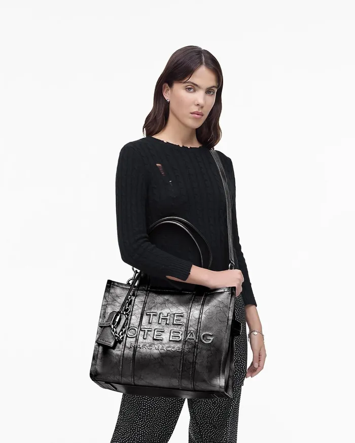 Marc Jacobs The Tote Bag Women The Metallic Distressed Large Tote Bag Dark Grey