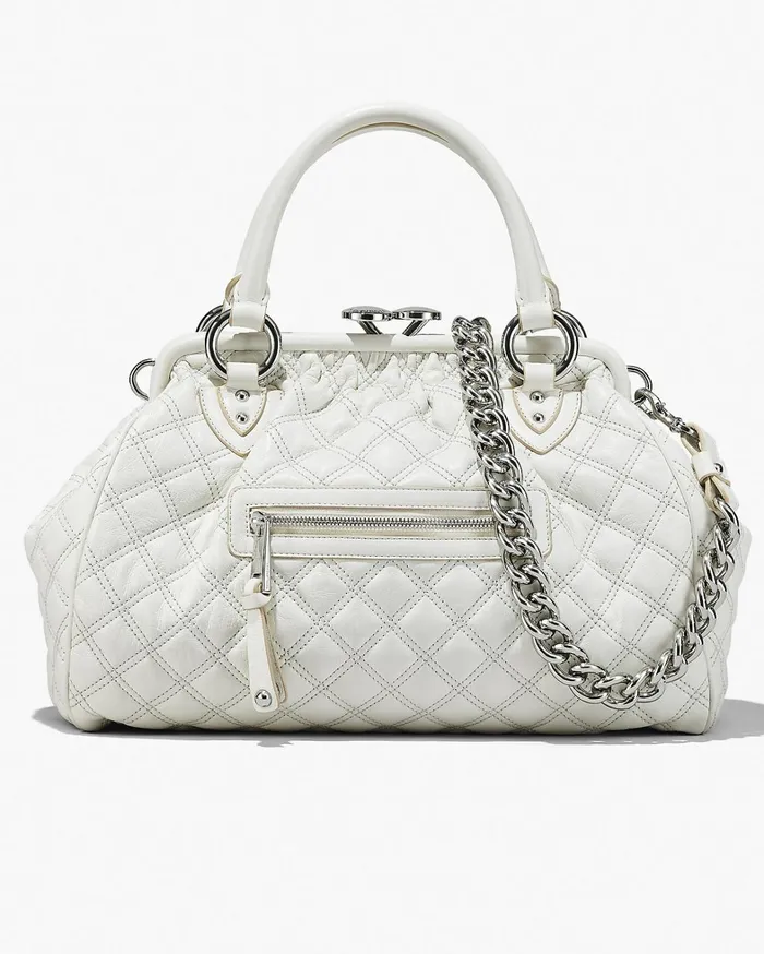 Marc Jacobs Top Handle Bags Women ReEdition Quilted Leather Stam Bag Cloud White Marc Jacobs Top Handle Bags Women ReEdition Quilted Leather Stam Bag Cloud White