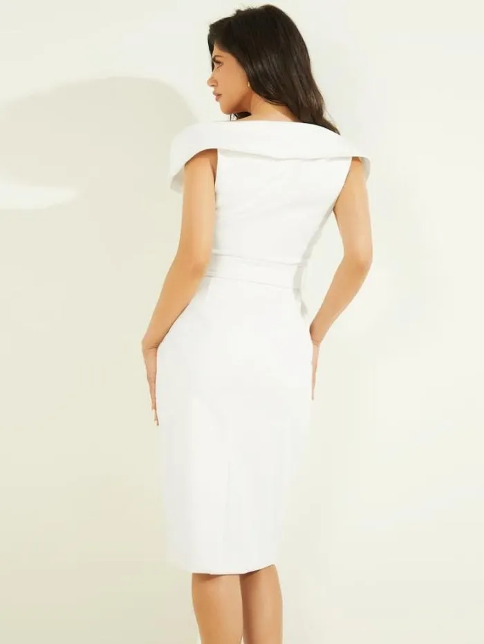 Marciano Audrey Portrait Neck Dress Pale Pearl Women Dresses Marciano Audrey Portrait Neck Dress Pale Pearl Women Dresses