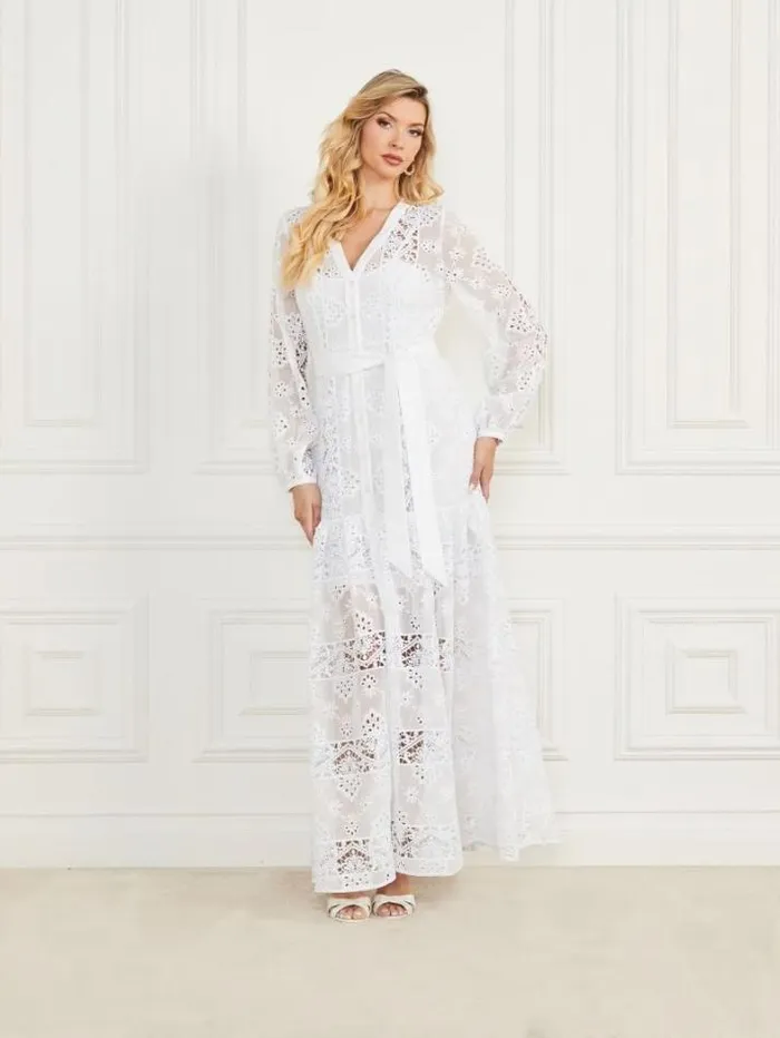 Marciano Cassandra Eyelet Dress Blanc Pur Women Dresses