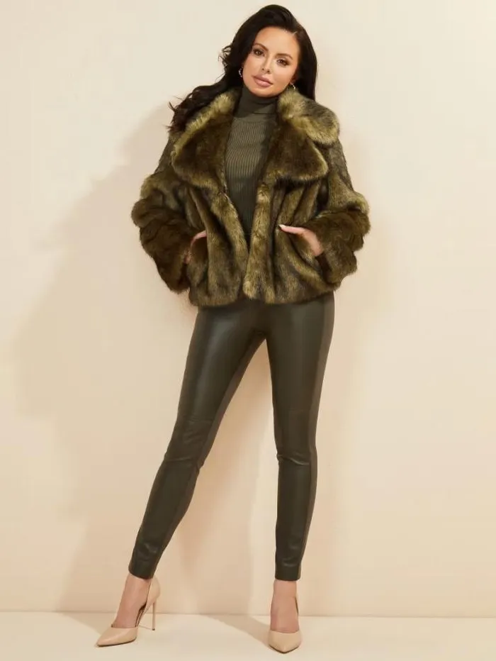 Marciano Gwenda FauxFur Jacket Lancer Green Multi Women Jackets Marciano Gwenda FauxFur Jacket Lancer Green Multi Women Jackets