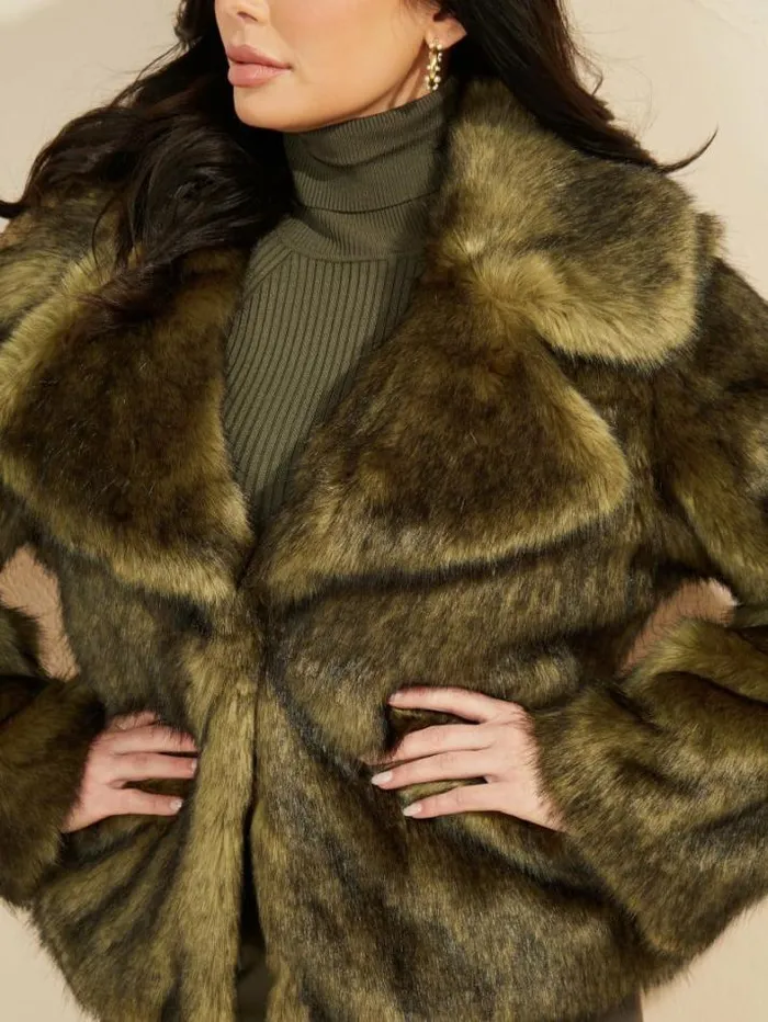 Marciano Gwenda FauxFur Jacket Lancer Green Multi Women Jackets Marciano Gwenda FauxFur Jacket Lancer Green Multi Women Jackets