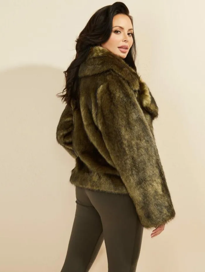 Marciano Gwenda FauxFur Jacket Lancer Green Multi Women Jackets Marciano Gwenda FauxFur Jacket Lancer Green Multi Women Jackets
