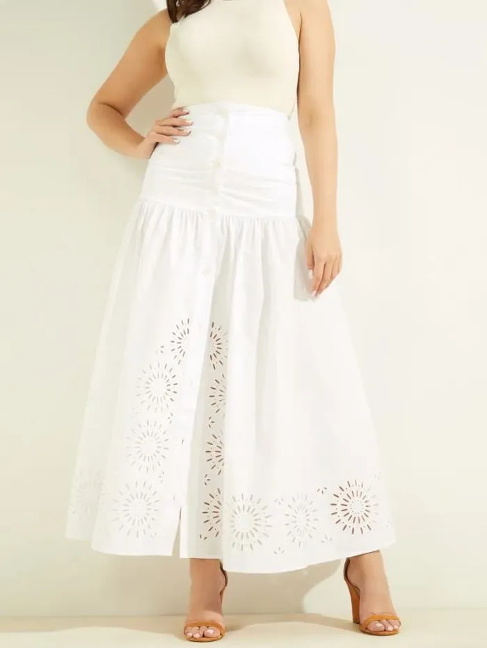 Marciano Kaia Poplin Maxi Skirt Blanc Pur Women Bottoms