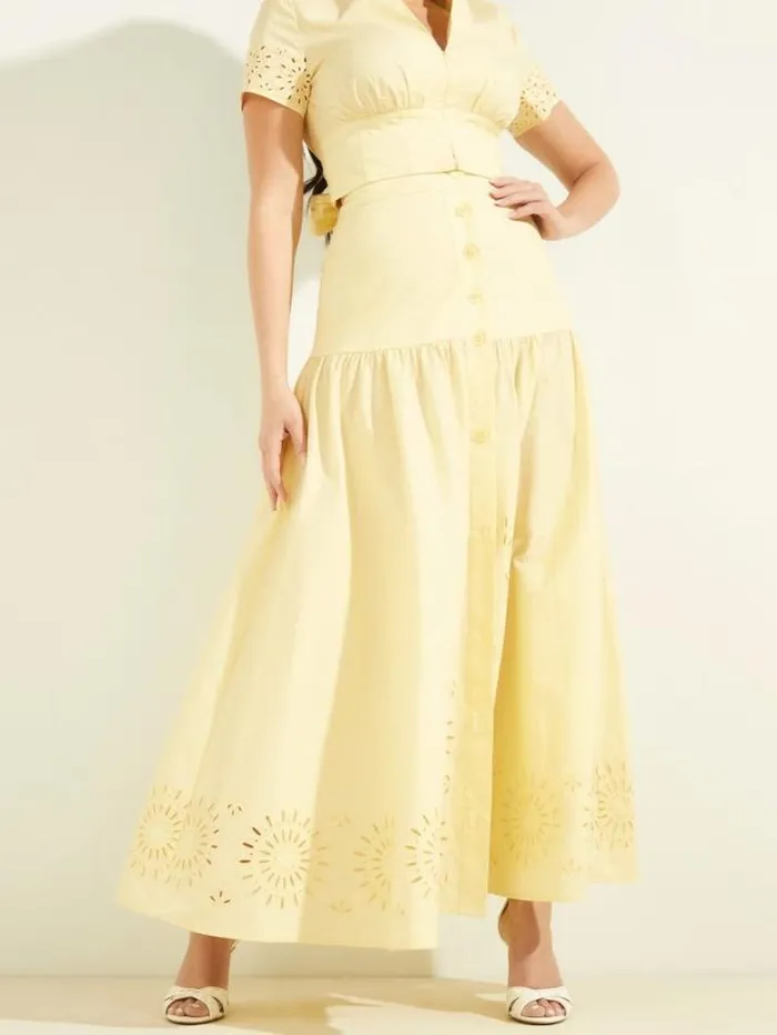 Marciano Kaia Poplin Maxi Skirt Cornsilk Women Bottoms