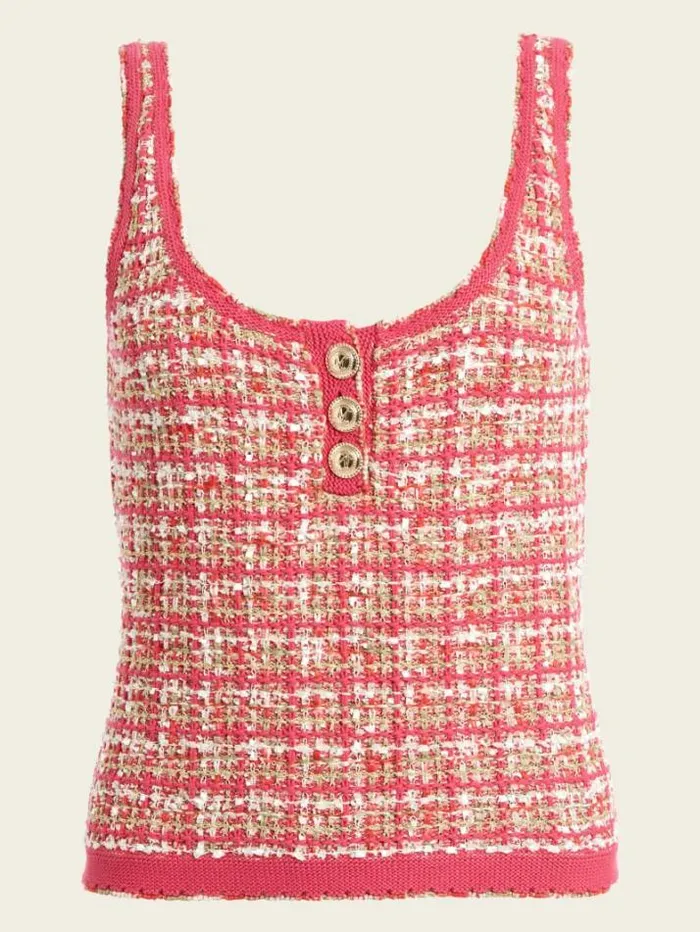 Marciano Mariah Tweed Top Coral Peonie Tweed Women Tops And Sweaters Marciano Mariah Tweed Top Coral Peonie Tweed Women Tops And Sweaters