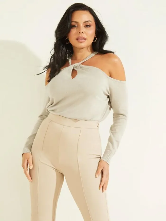 Marciano Priya ColdShoulder Sweater Top Pasadena Stone Women Tops And Sweaters Marciano Priya ColdShoulder Sweater Top Pasadena Stone Women Tops And Sweaters