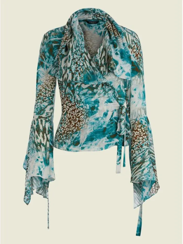 Marciano Willow Blouse Underwater Love Teal Women Tops And Sweaters Marciano Willow Blouse Underwater Love Teal Women Tops And Sweaters