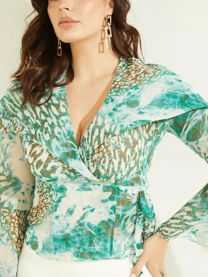Marciano Willow Blouse Underwater Love Teal Women Tops And Sweaters Marciano Willow Blouse Underwater Love Teal Women Tops And Sweaters