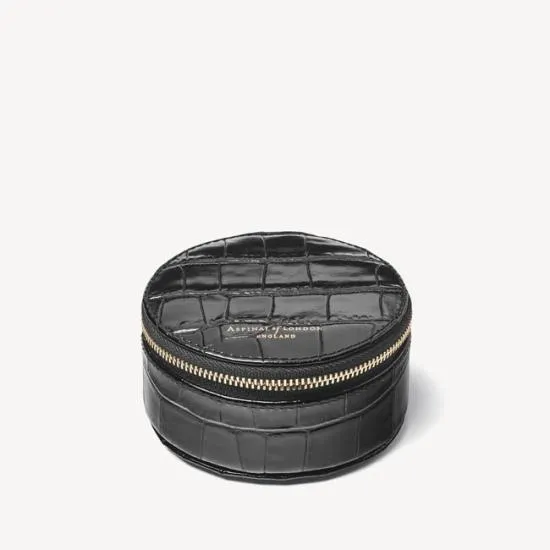 Medium Round Jewellery Box Deep Shine Black Croc Women Aspinal Of London Jewellery Boxes Medium Round Jewellery Box Deep Shine Black Croc Women Aspinal Of London Jewellery Boxes
