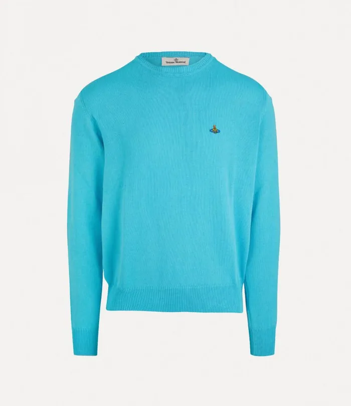 Men Alex Round Neck Sweater Turquoise Vivienne Westwood Knitwear And Sweatshirts Men Alex Round Neck Sweater Turquoise Vivienne Westwood Knitwear And Sweatshirts