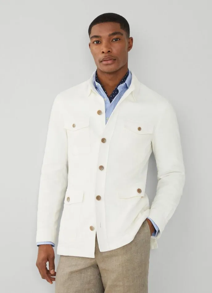 Men Blazers Hackett London Saharan Jacket Ecru White