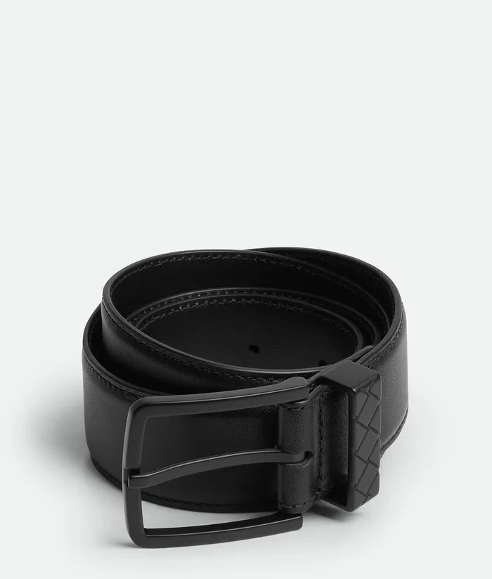 Men Bottega Veneta Belts Intreccio LoopBelt Black