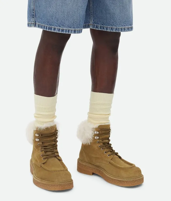 Men Bottega Veneta Boots Haddock LaceUp Ankle Boot Corkpopcorn