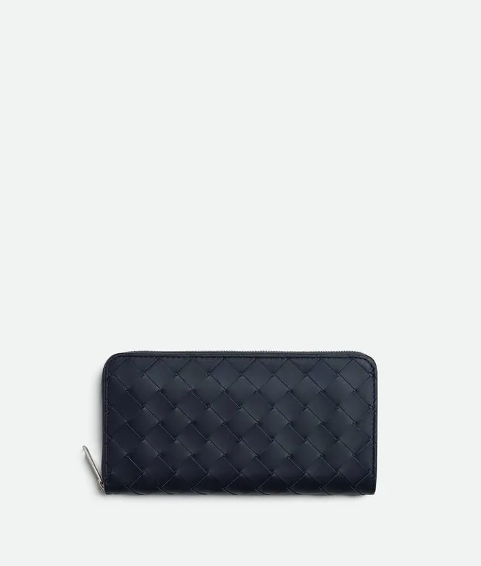 Men Bottega Veneta Long Wallets Intrecciato Zip Around Wallet Spacenew Sauge