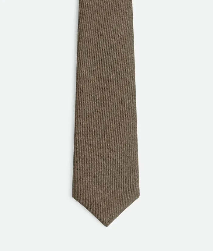 Men Bottega Veneta Scarves And Ties Wool Twill Tie Greyochre Melange