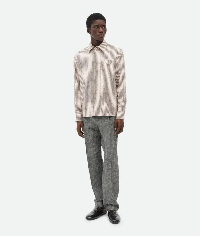 Men Bottega Veneta Shirts Knotted Viscose Silk Shirt Talcloam