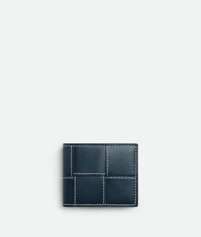 Men Bottega Veneta Small Wallets Cassette BiFold Wallet Deep Bluenatural