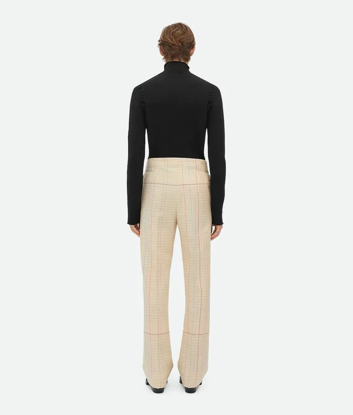 Men Bottega Veneta Trousers And Shorts Notebook Wool Twill Flared Trousers Beigepinkblue