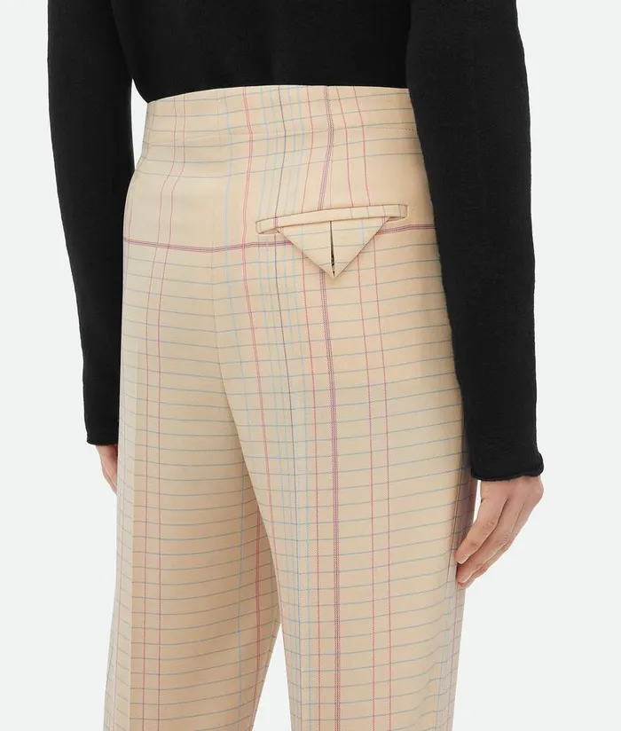 Men Bottega Veneta Trousers And Shorts Notebook Wool Twill Flared Trousers Beigepinkblue
