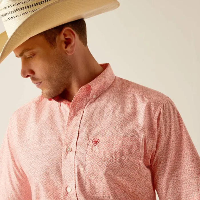 Men Button Down Shirts Ariat Kamden Classic Fit Shirt Coral Men Button Down Shirts Ariat Kamden Classic Fit Shirt Coral