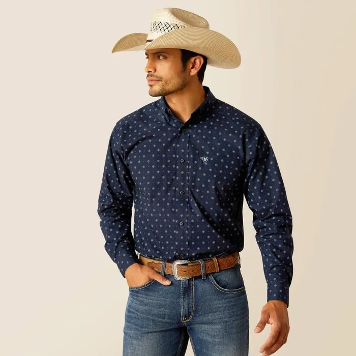 Men Button Down Shirts Ariat Percy Classic Fit Shirt Midnight