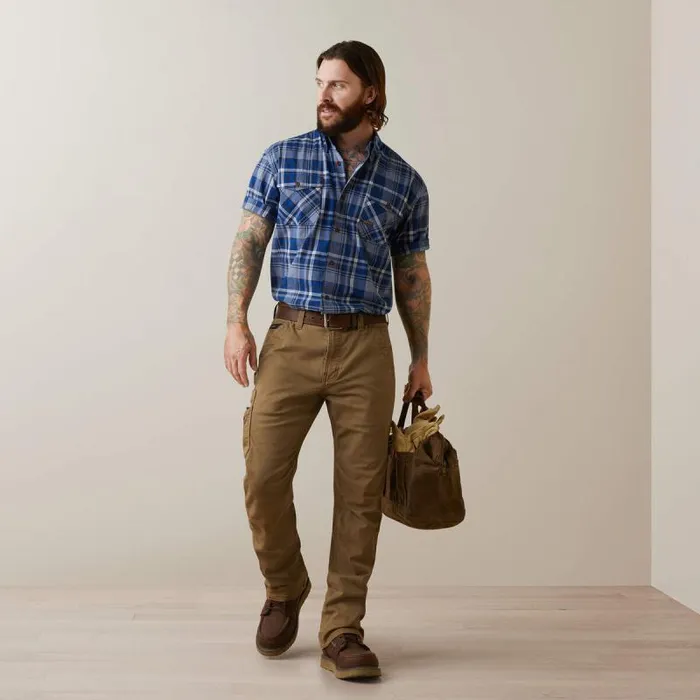 Men Button Down Shirts Ariat Rebar Made Tough DuraStretch Work Shirt Stonewash Plaid Men Button Down Shirts Ariat Rebar Made Tough DuraStretch Work Shirt Stonewash Plaid