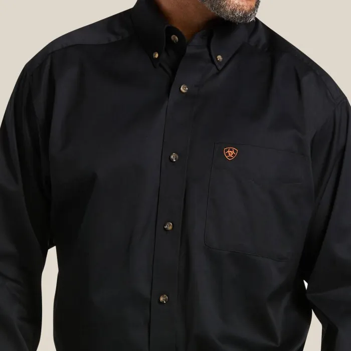 Men Button Down Shirts Ariat Solid Twill Classic Fit Shirt Black Men Button Down Shirts Ariat Solid Twill Classic Fit Shirt Black