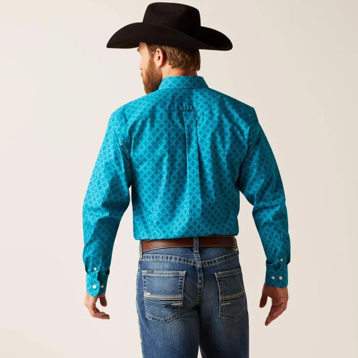 Men Button Down Shirts Ariat Wrinkle Free Gael Fitted Shirt Enamel Blue Men Button Down Shirts Ariat Wrinkle Free Gael Fitted Shirt Enamel Blue