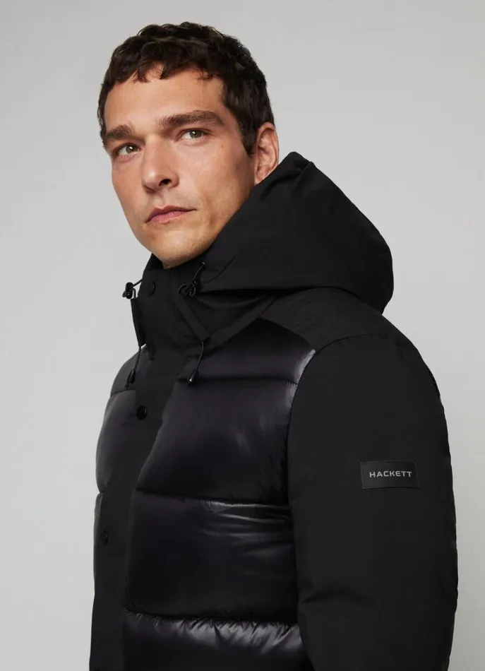 Men Coats and Jackets Hackett London Puffer Jacket Black