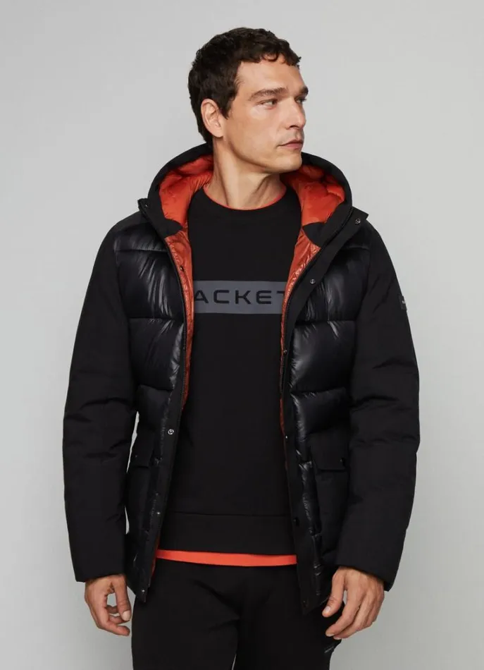 Men Coats and Jackets Hackett London Puffer Jacket Black