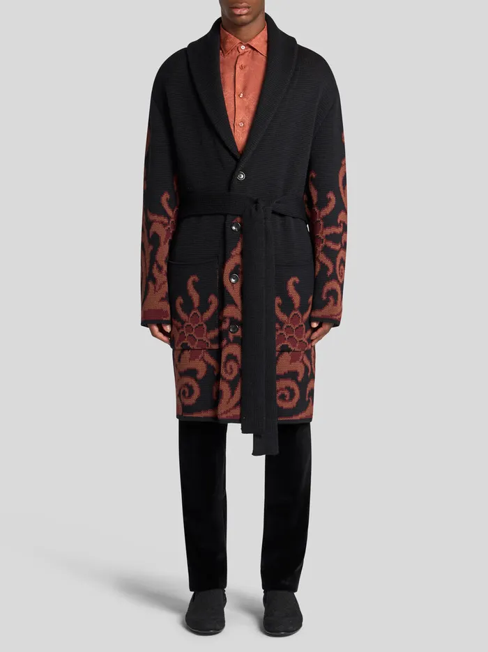 Men Etro Coats And Outerwear Coat With Shawl Collar Black Men Etro Coats And Outerwear Coat With Shawl Collar Black