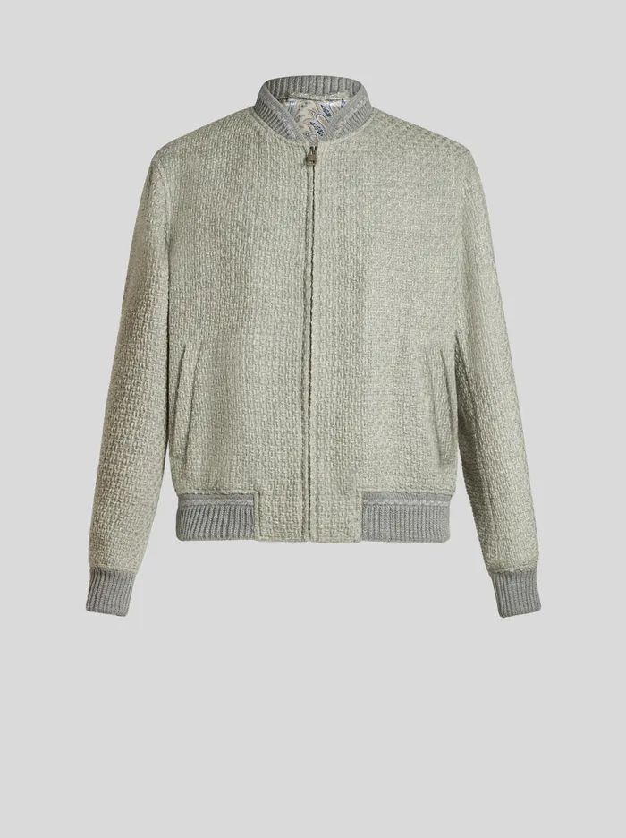 Men Etro Coats And Outerwear Wool Bomber Jacket Grey