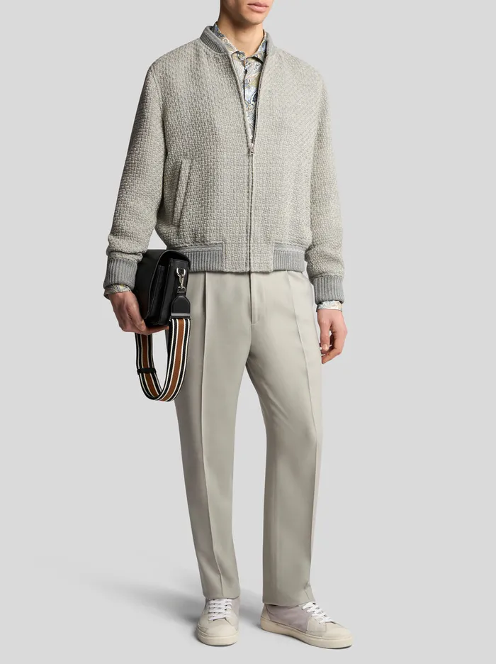 Men Etro Coats And Outerwear Wool Bomber Jacket Grey Men Etro Coats And Outerwear Wool Bomber Jacket Grey