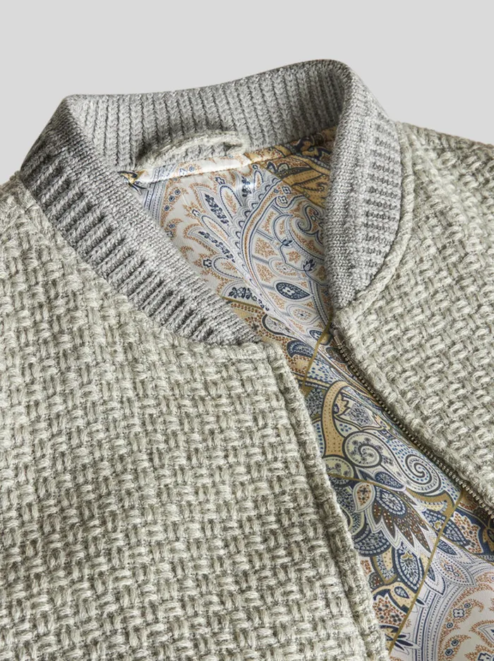 Men Etro Coats And Outerwear Wool Bomber Jacket Grey Men Etro Coats And Outerwear Wool Bomber Jacket Grey