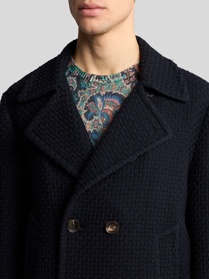 Men Etro Coats And Outerwear Wool Pea Coat Navy Blue Men Etro Coats And Outerwear Wool Pea Coat Navy Blue