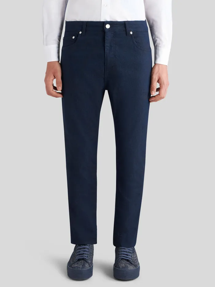 Men Etro Denim Jacquard Jeans Navy Blue Men Etro Denim Jacquard Jeans Navy Blue