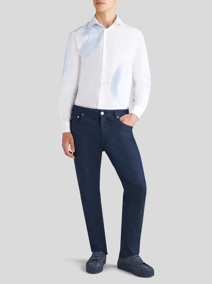 Men Etro Denim Jacquard Jeans Navy Blue Men Etro Denim Jacquard Jeans Navy Blue
