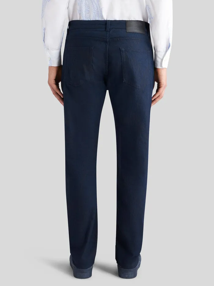 Men Etro Denim Jacquard Jeans Navy Blue Men Etro Denim Jacquard Jeans Navy Blue