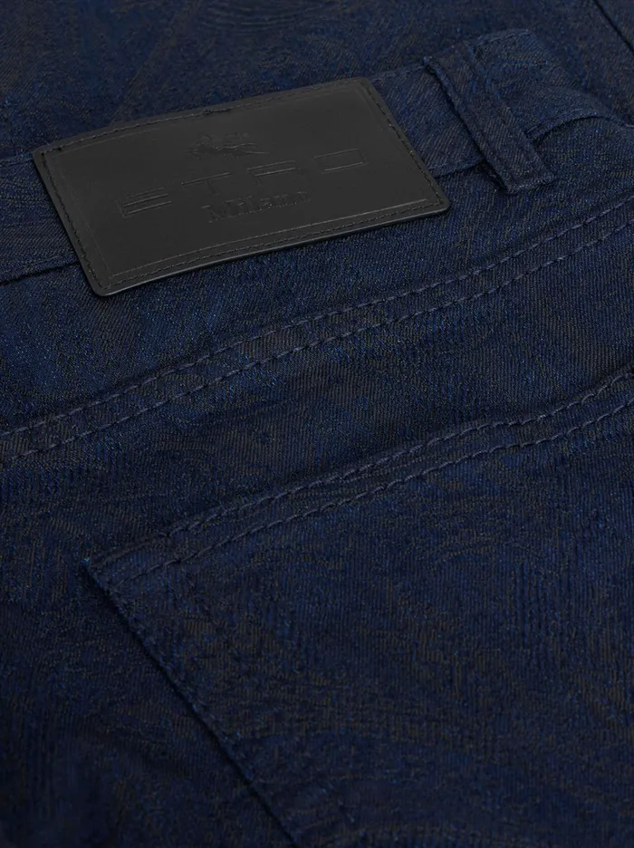 Men Etro Denim Jacquard Jeans Navy Blue Men Etro Denim Jacquard Jeans Navy Blue