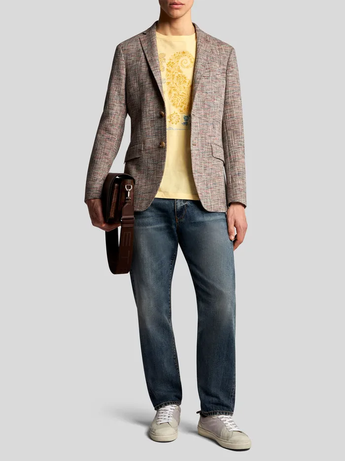 Men Etro Jackets Cotton And WoolBlend Blazer Beige Men Etro Jackets Cotton And WoolBlend Blazer Beige