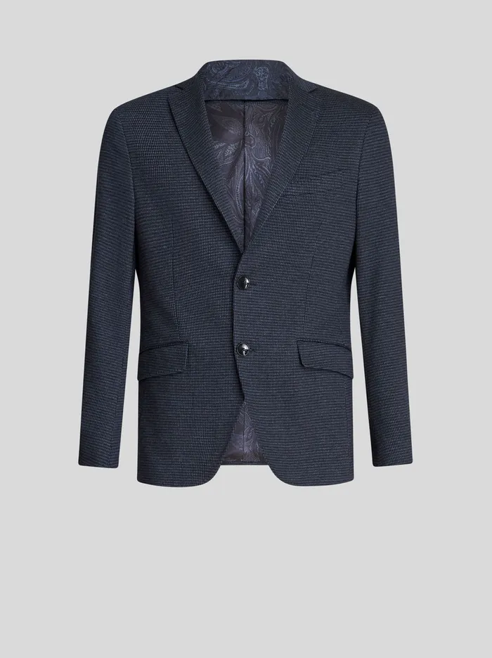 Men Etro Jackets Jacquard Blazer With Hood Navy Blue Men Etro Jackets Jacquard Blazer With Hood Navy Blue