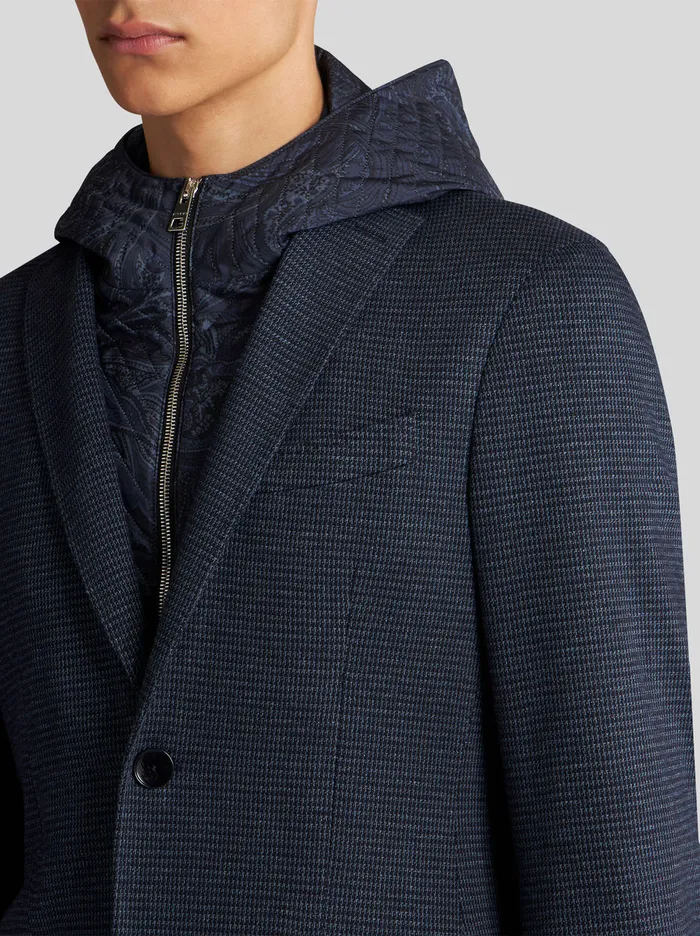 Men Etro Jackets Jacquard Blazer With Hood Navy Blue Men Etro Jackets Jacquard Blazer With Hood Navy Blue