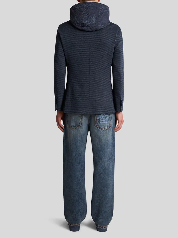 Men Etro Jackets Jacquard Blazer With Hood Navy Blue Men Etro Jackets Jacquard Blazer With Hood Navy Blue