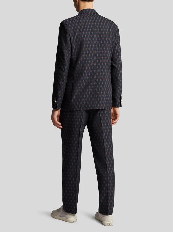Men Etro Jackets Wool And Cotton Jacquard Blazer Navy Blue Men Etro Jackets Wool And Cotton Jacquard Blazer Navy Blue