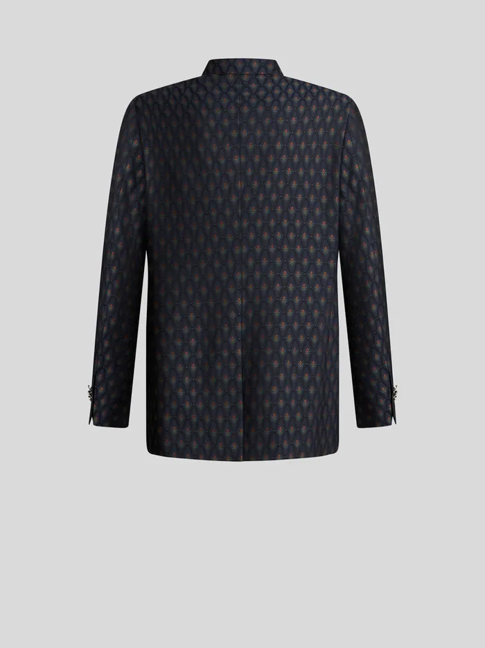 Men Etro Jackets Wool And Cotton Jacquard Blazer Navy Blue Men Etro Jackets Wool And Cotton Jacquard Blazer Navy Blue